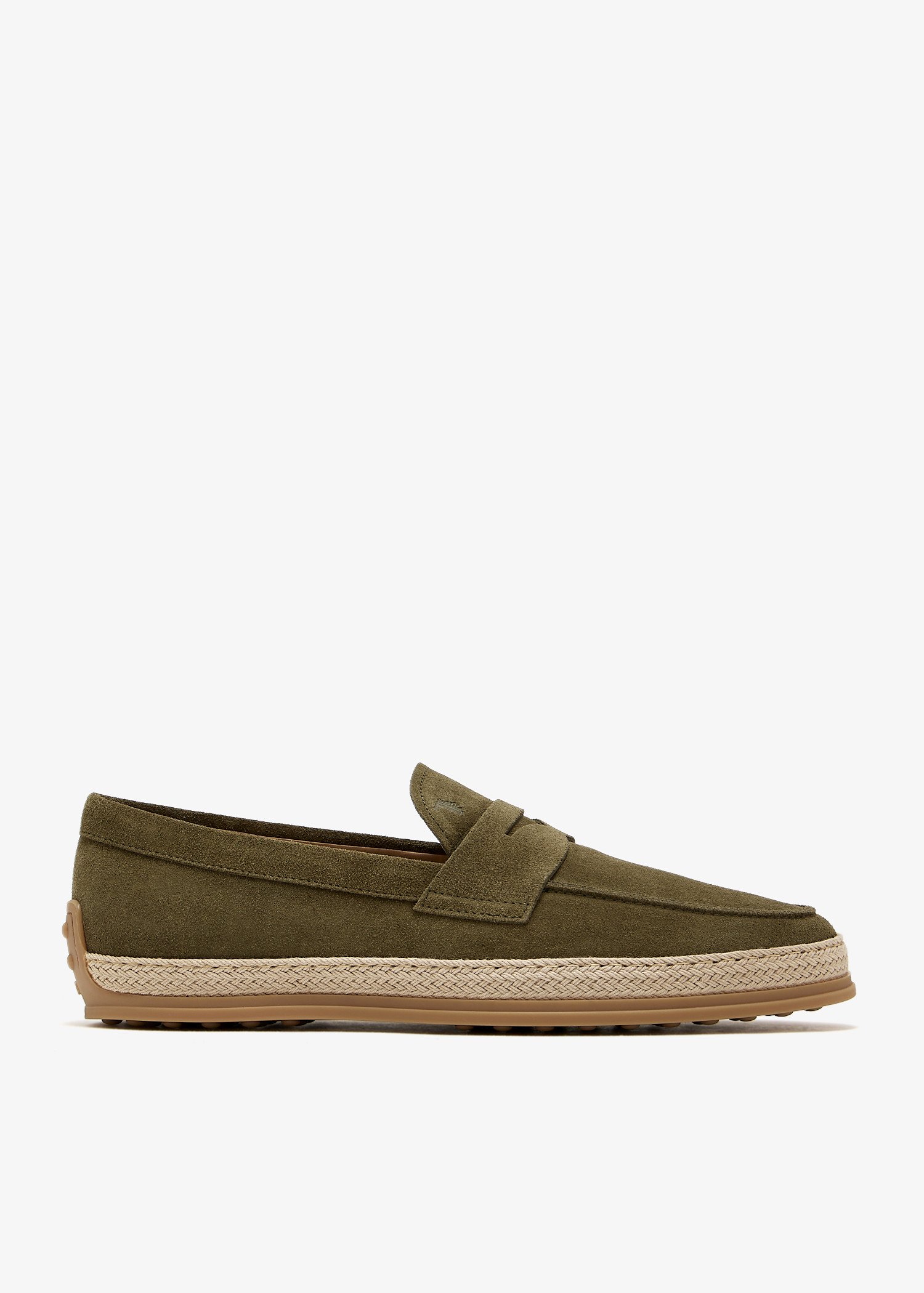 

Suede slip-on loafers, Khaki