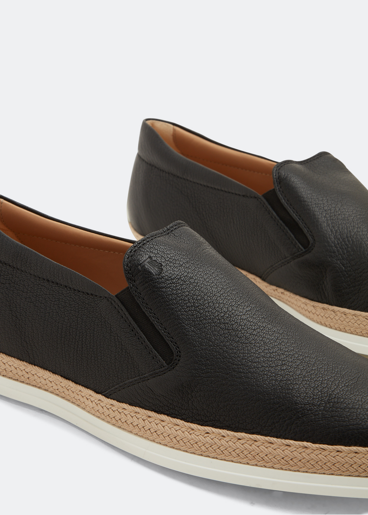

Leather slip-on loafers, Black