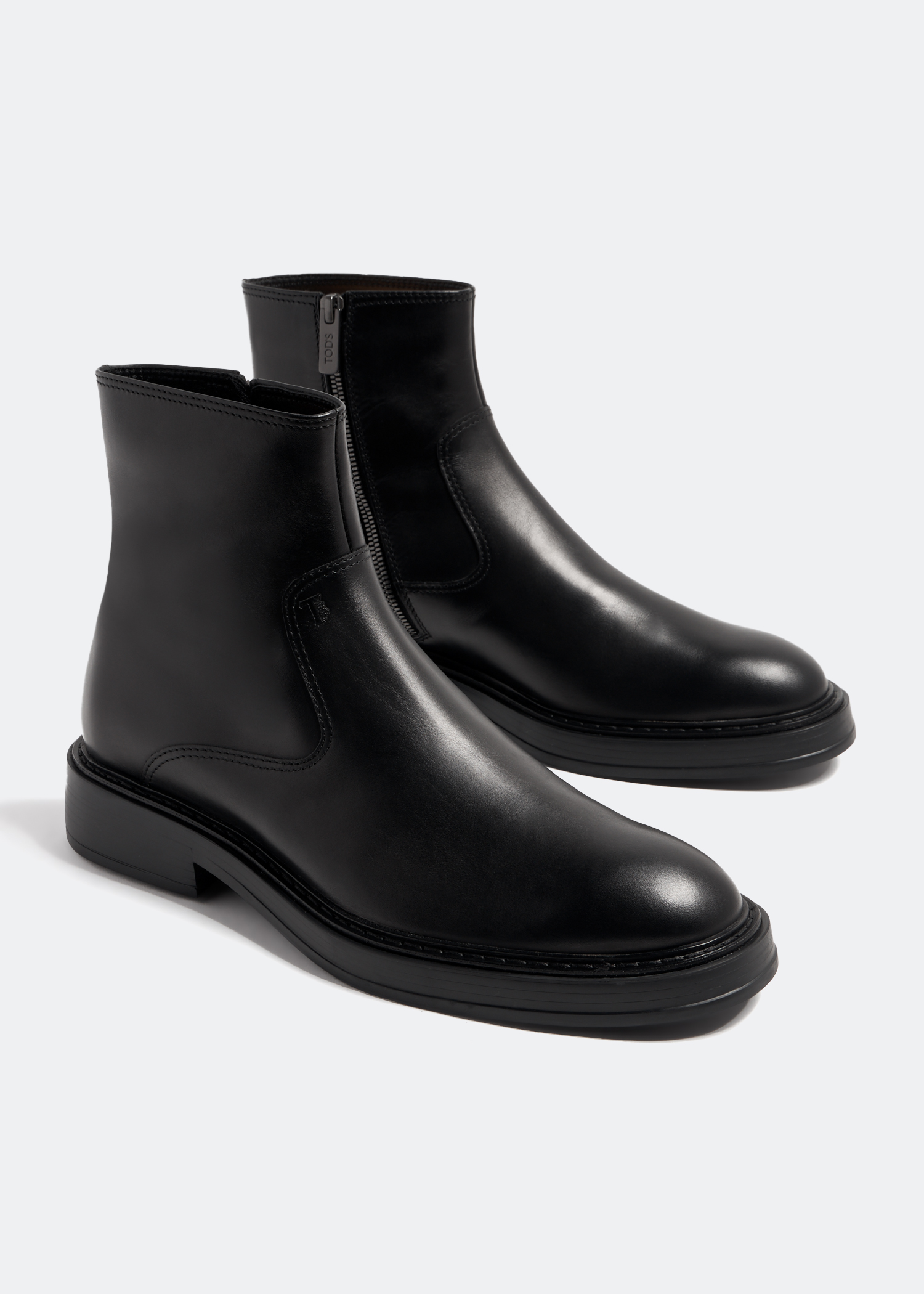 Mens black leather zip up boots outlet