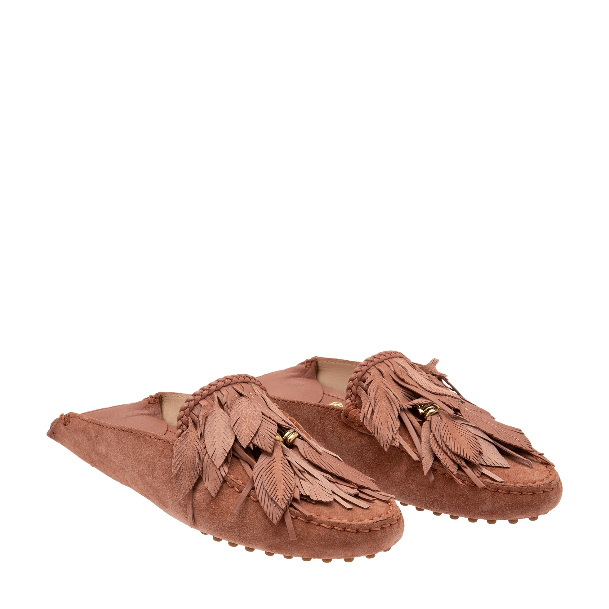 

Suede feather mules, Beige