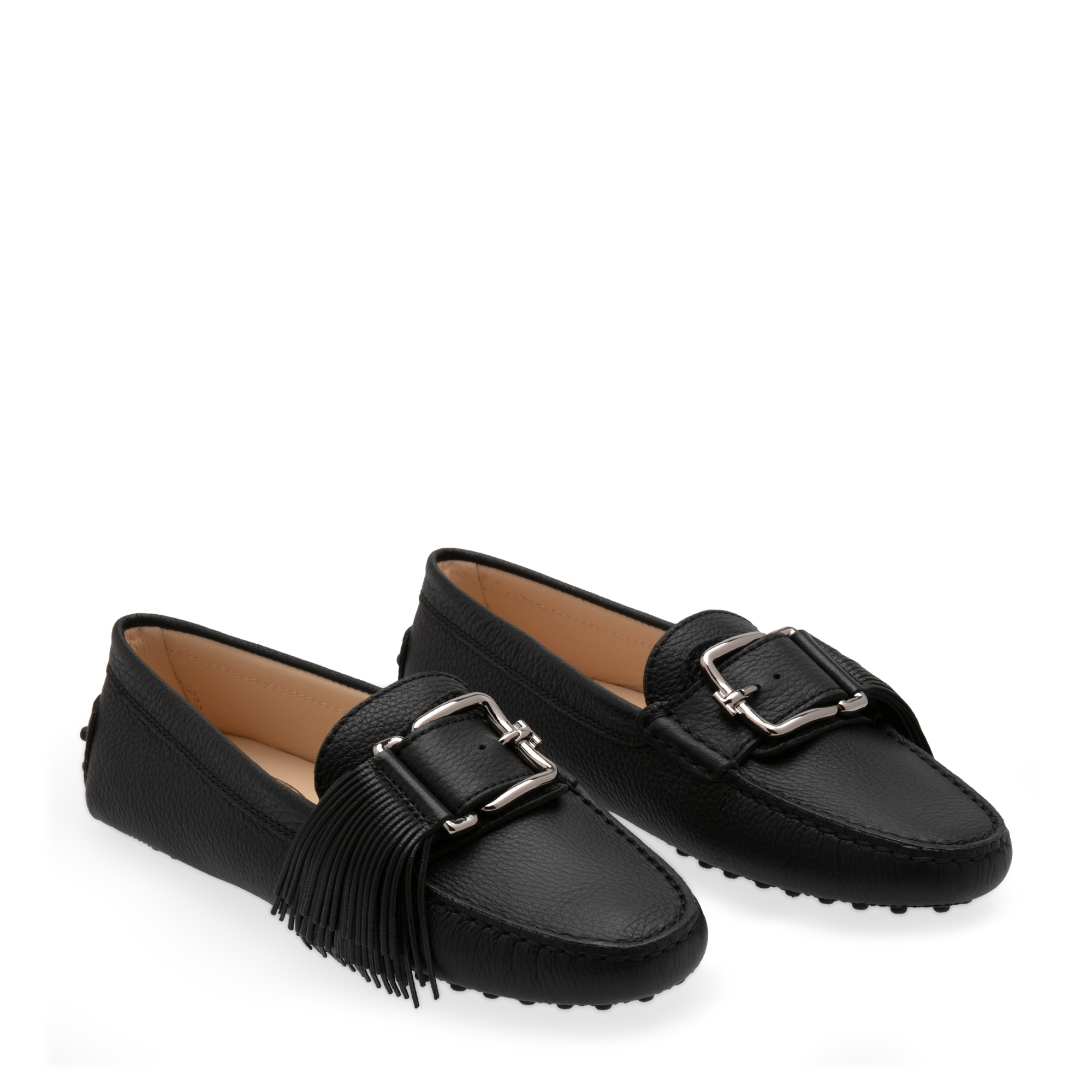 

Leather fringe loafers, Black