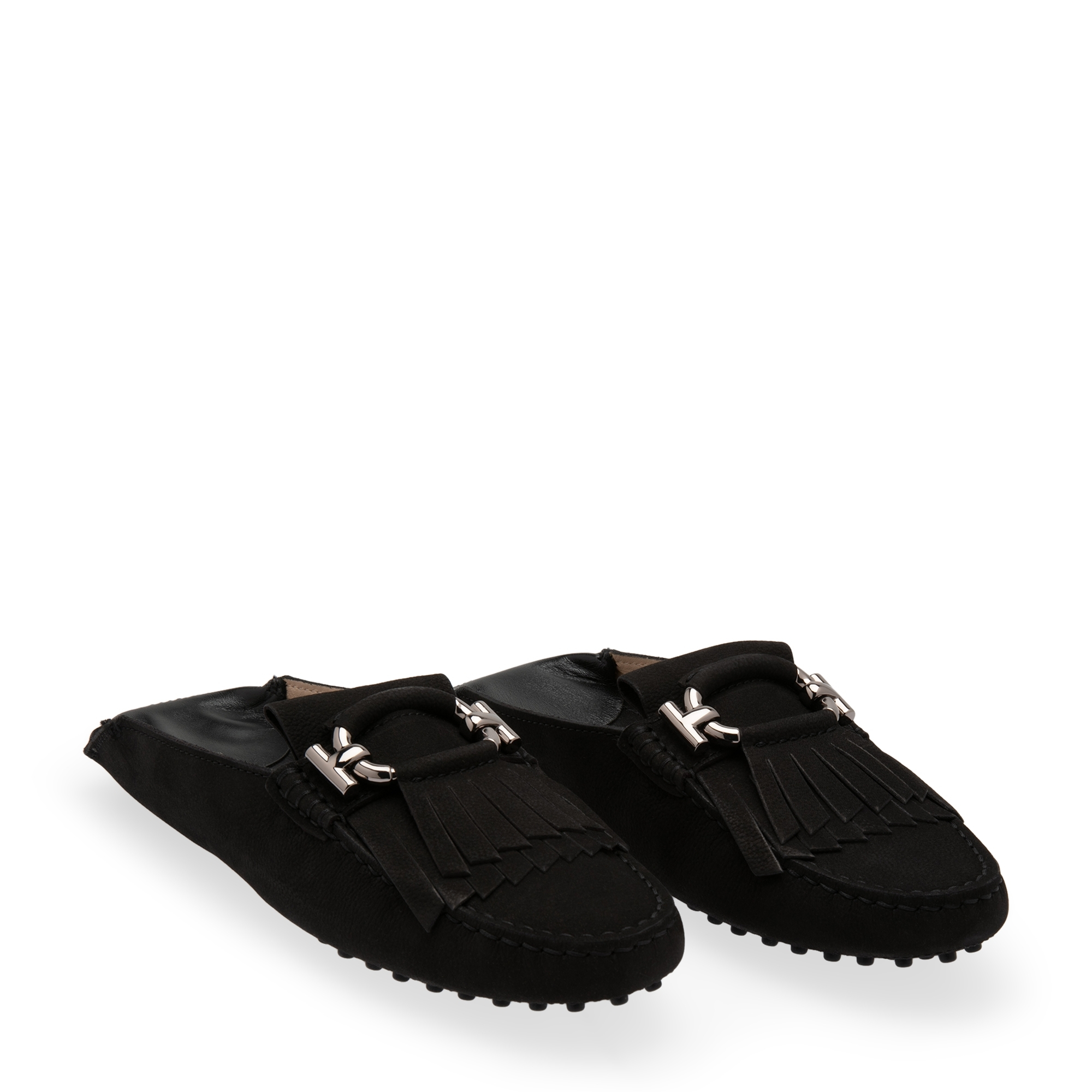 

Fringe loafers, Black