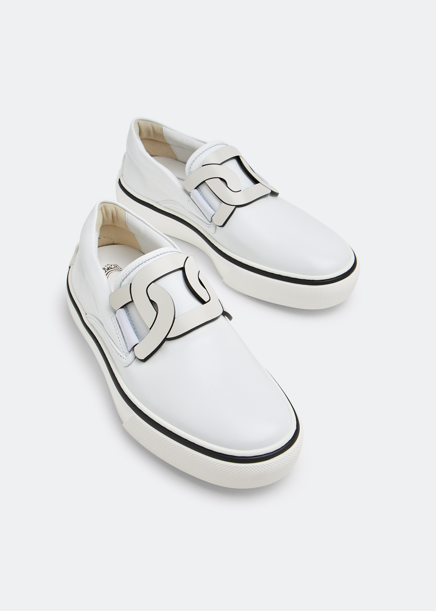 本物 イタリア正規店購入 トッズ ホワイト×オレンジエナメル ローファー38