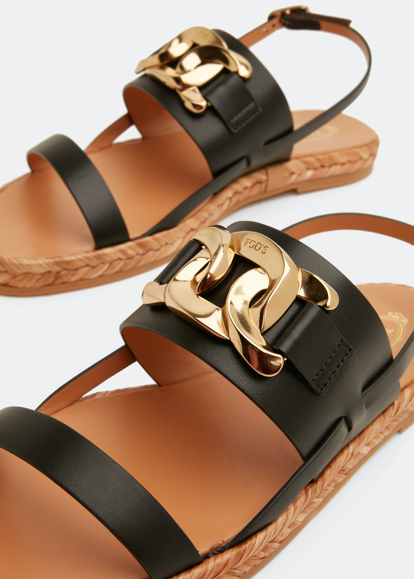 

Chain leather sandals, Black