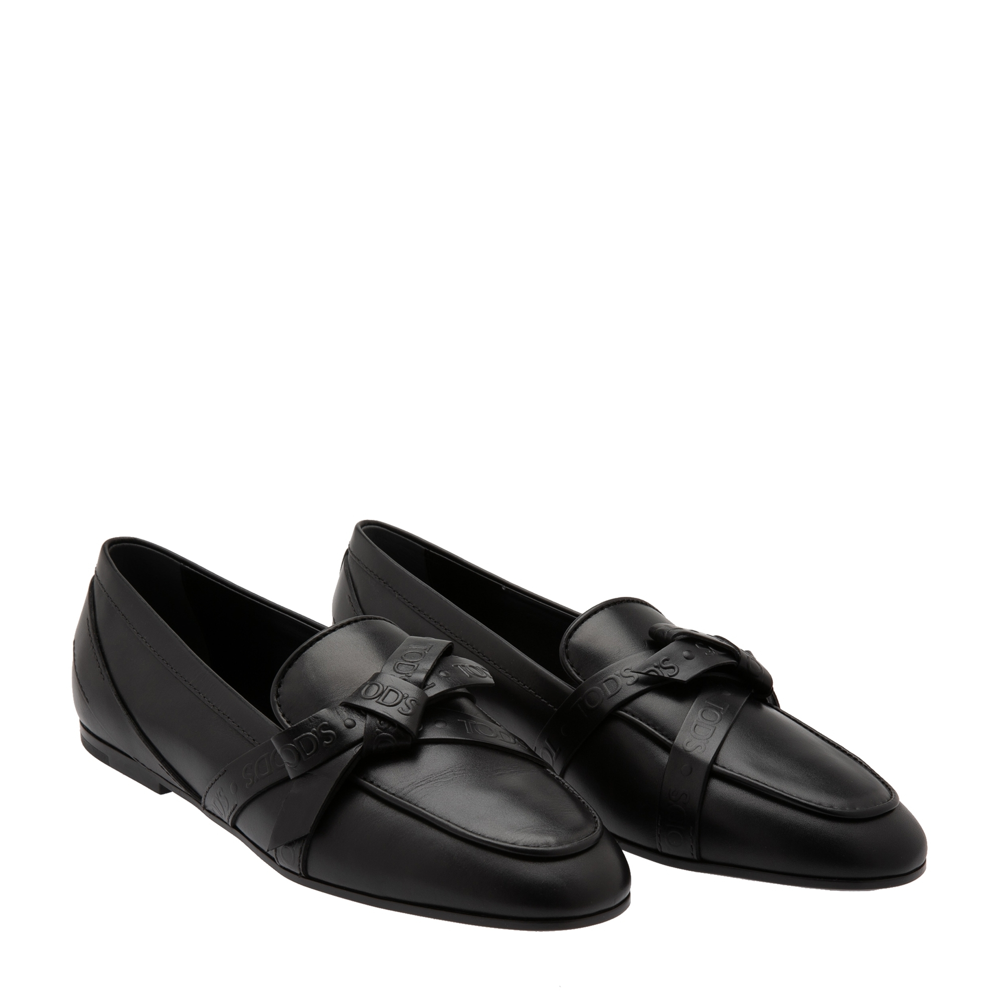 

Bow leather loafers, Black