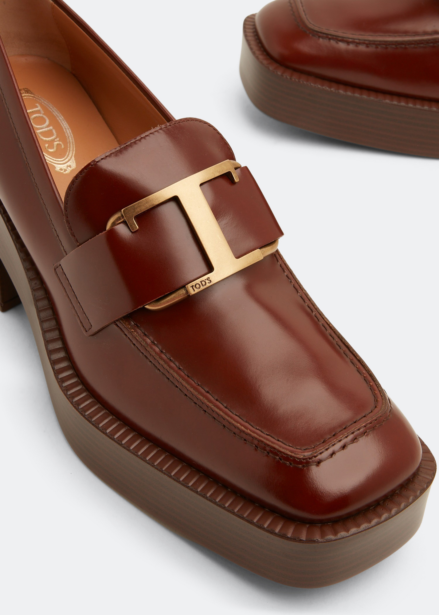 

Platform leather loafers, Brown