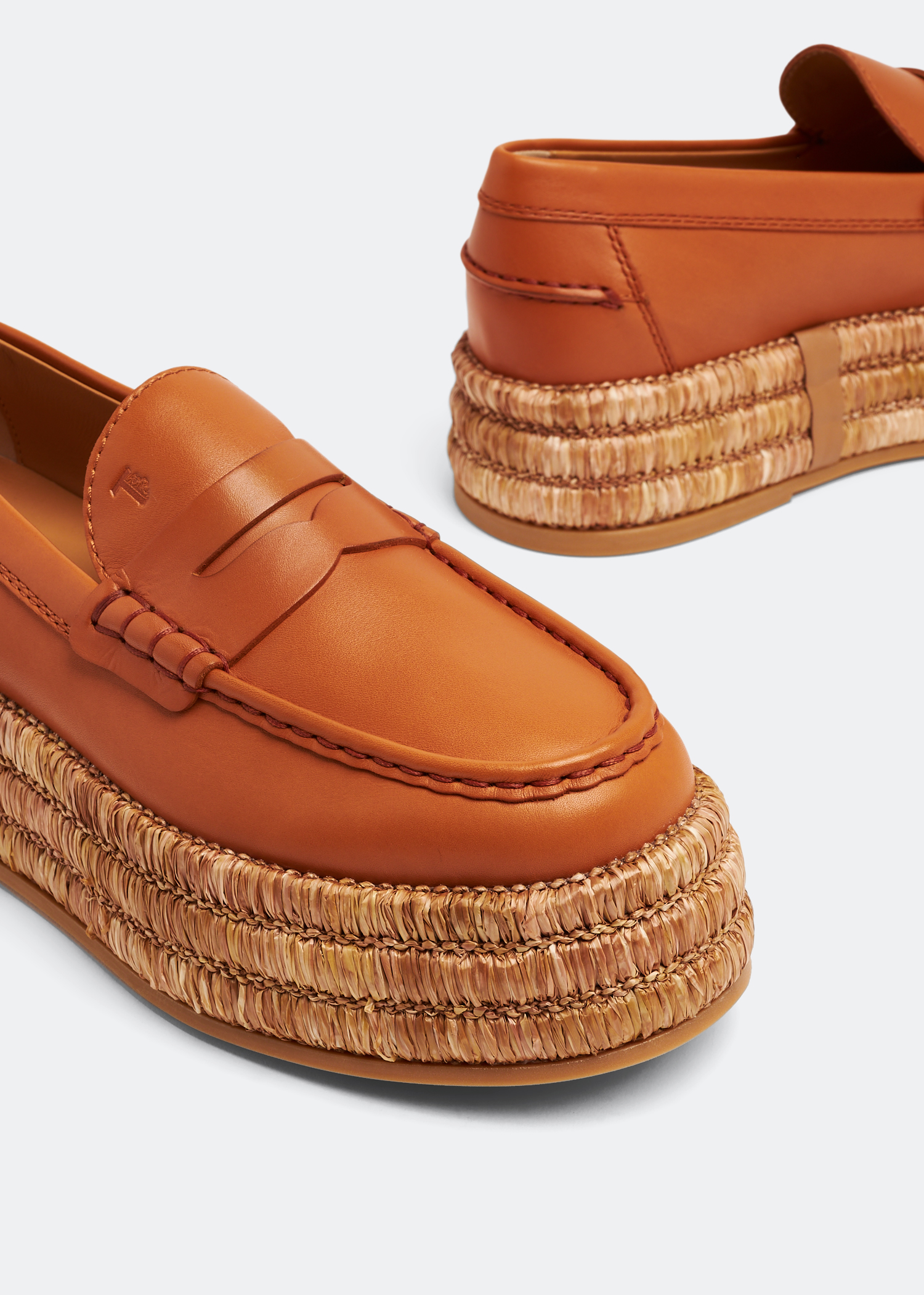 

Platform leather loafers, Brown