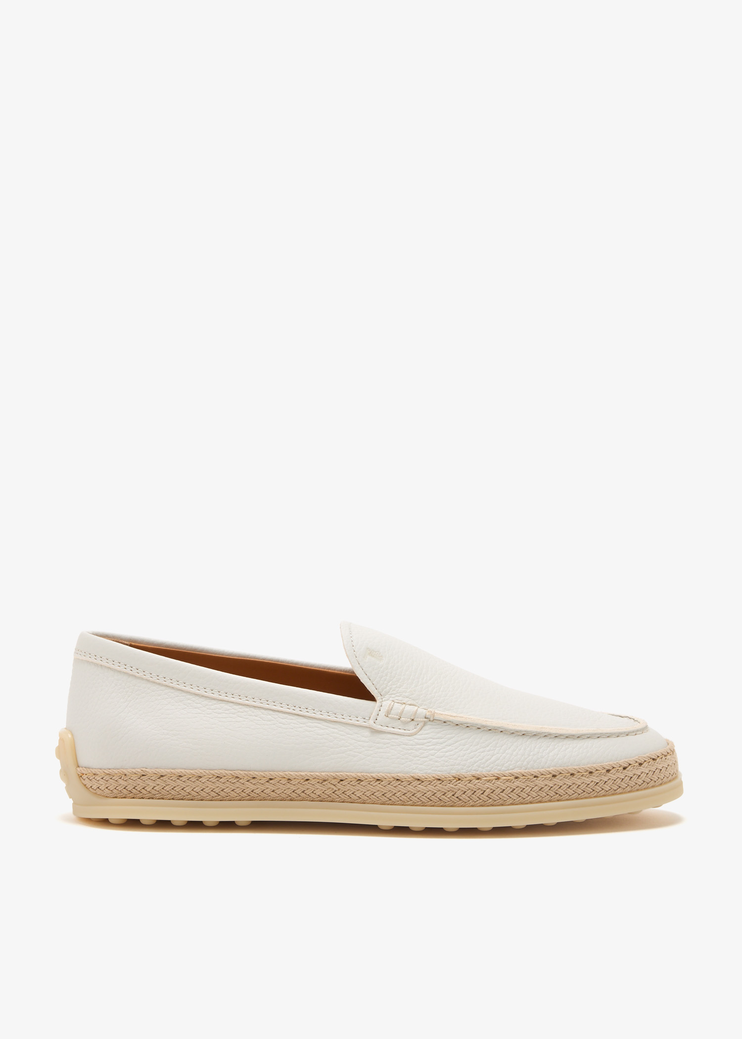 

Leather slip-on loafers, White