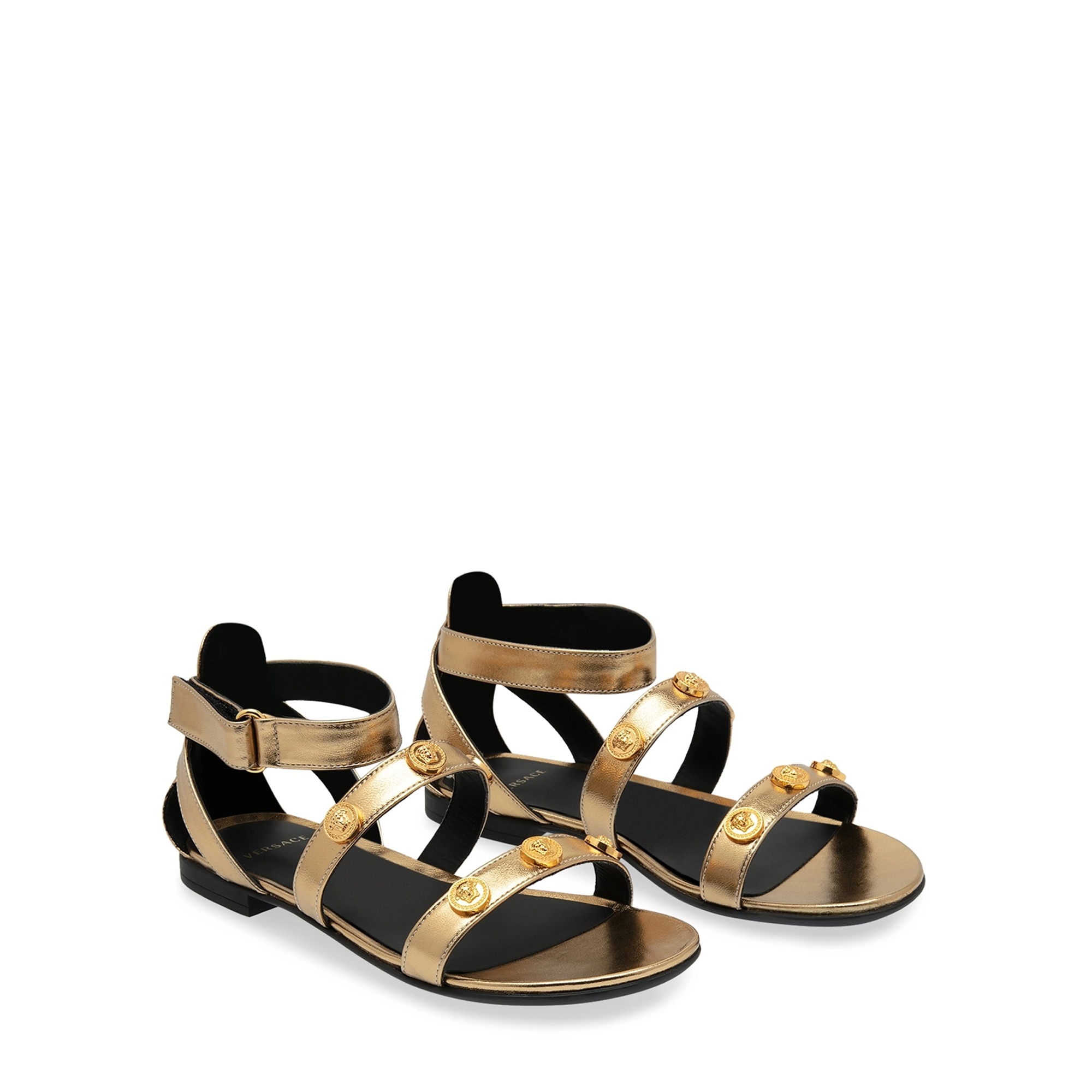 

Leather Medusa sandals, Gold