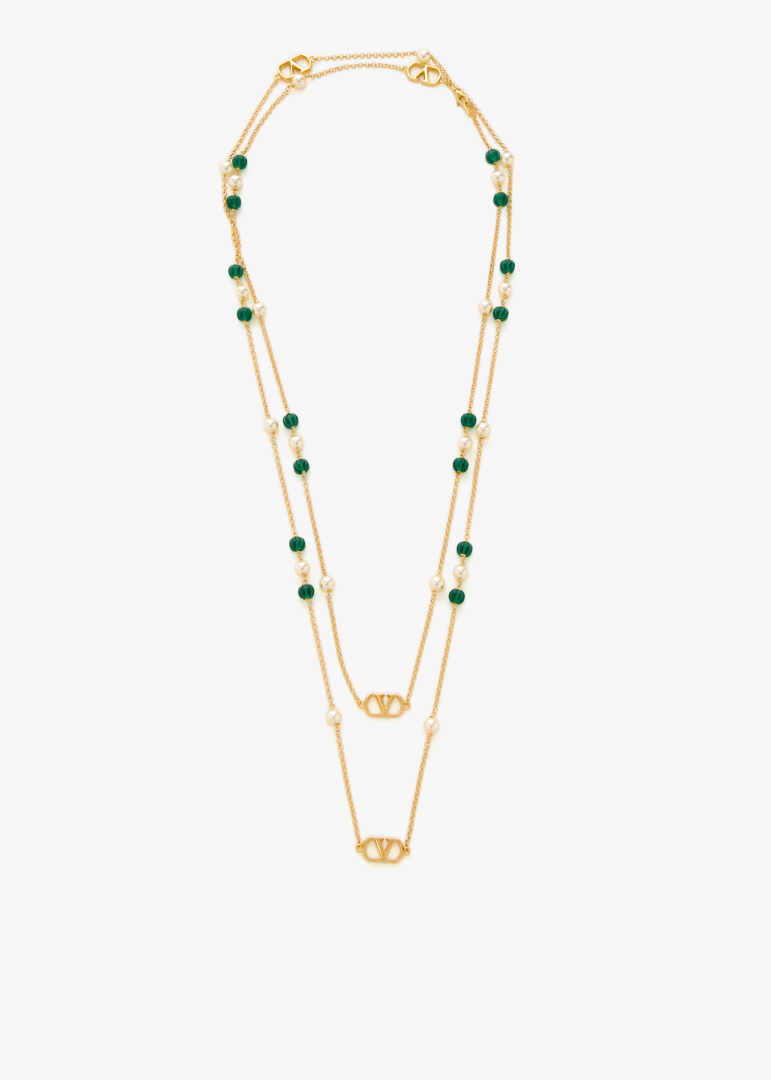 

VLogo Signature pearl necklace, Gold