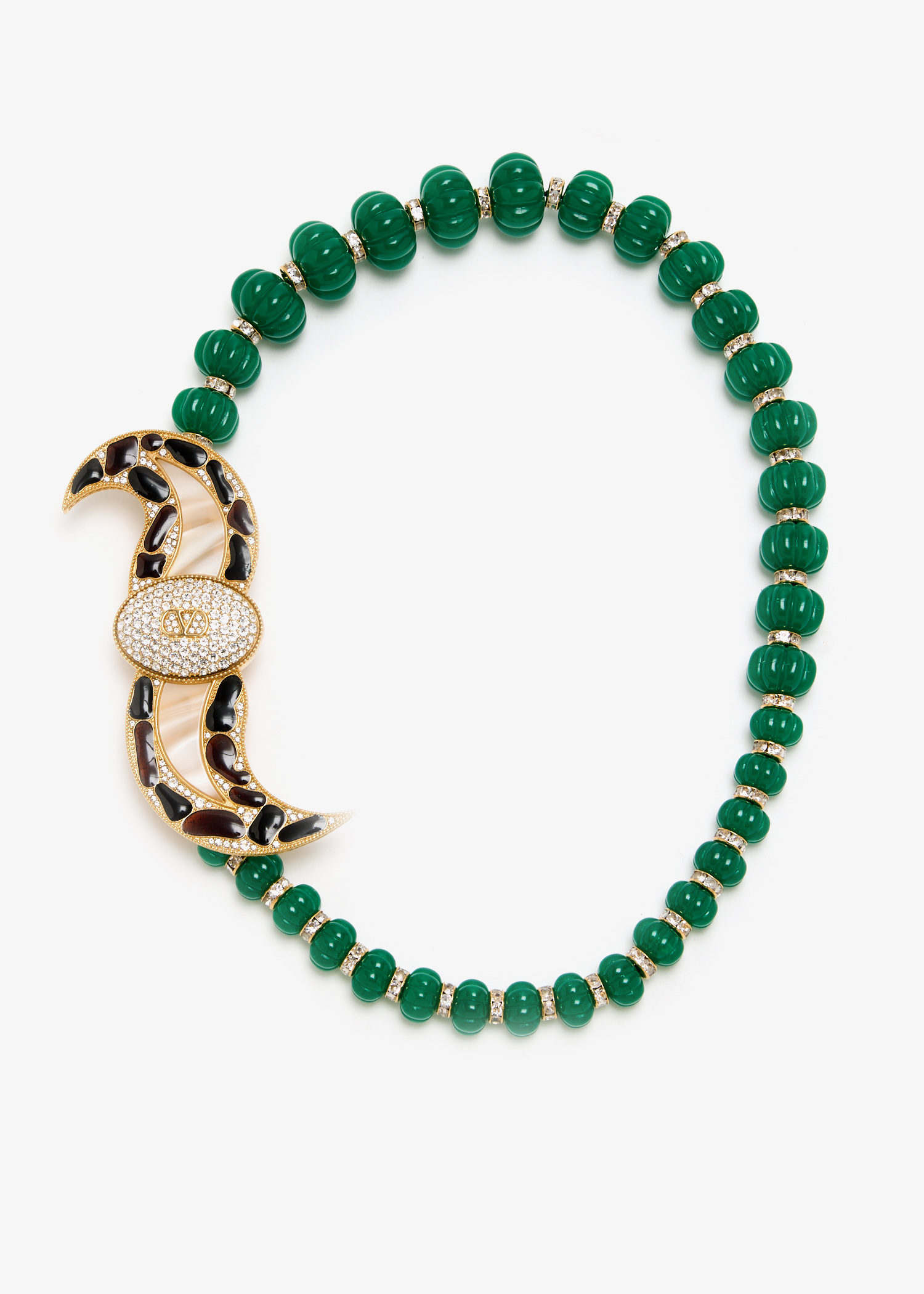 

Pas plus brooch necklace, Green